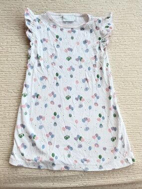 White Flutter Sleeve Dress with Pastel Balloon Print, Little English - size 4 yr